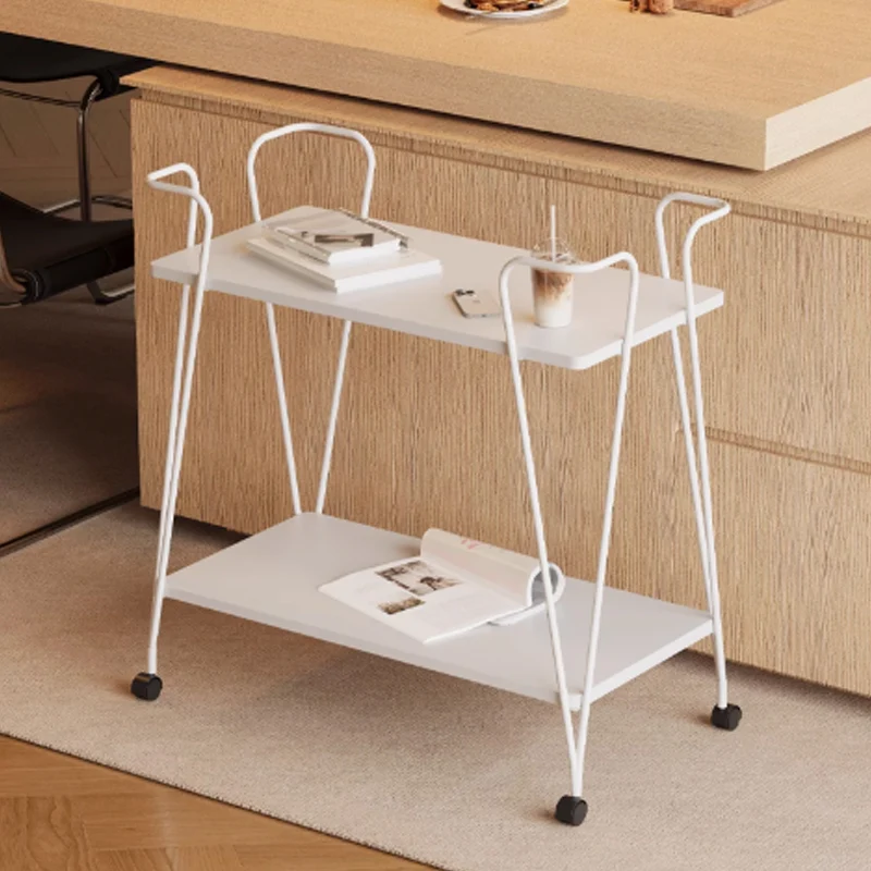 Modern Simplicity Movable Rectangular Iron Ecological Wood Board End Table 2-Tier For Living Room