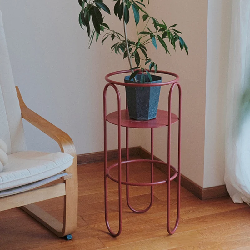 Traditional Vintage Column Iron Openwork End Table 3-Leg For Living Room