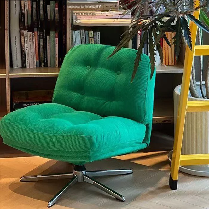 Modern Minimalist Rectangular Corduroy Steel Accent Chair Backrest Armless For Living Room
