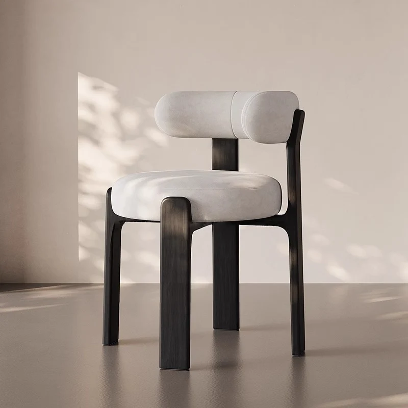 Traditional Vintage Rubberwood Velvet Fabric Sponge Dining Chair Backrest For Dining Room