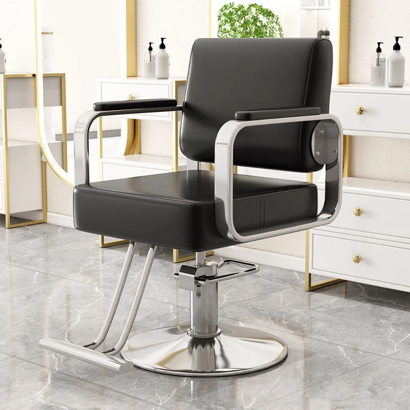 Modern Minimalist Stainless Steel Iron Electroplated Silver Faux Nappa Leather Sponge Chair Backrest Armrest Swivel For Living Room