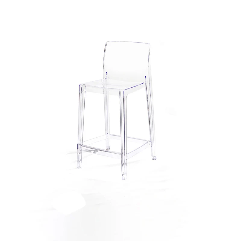 Modern Minimalist PC Rectangular Bar Stool Backrest Armless For Kitchen
