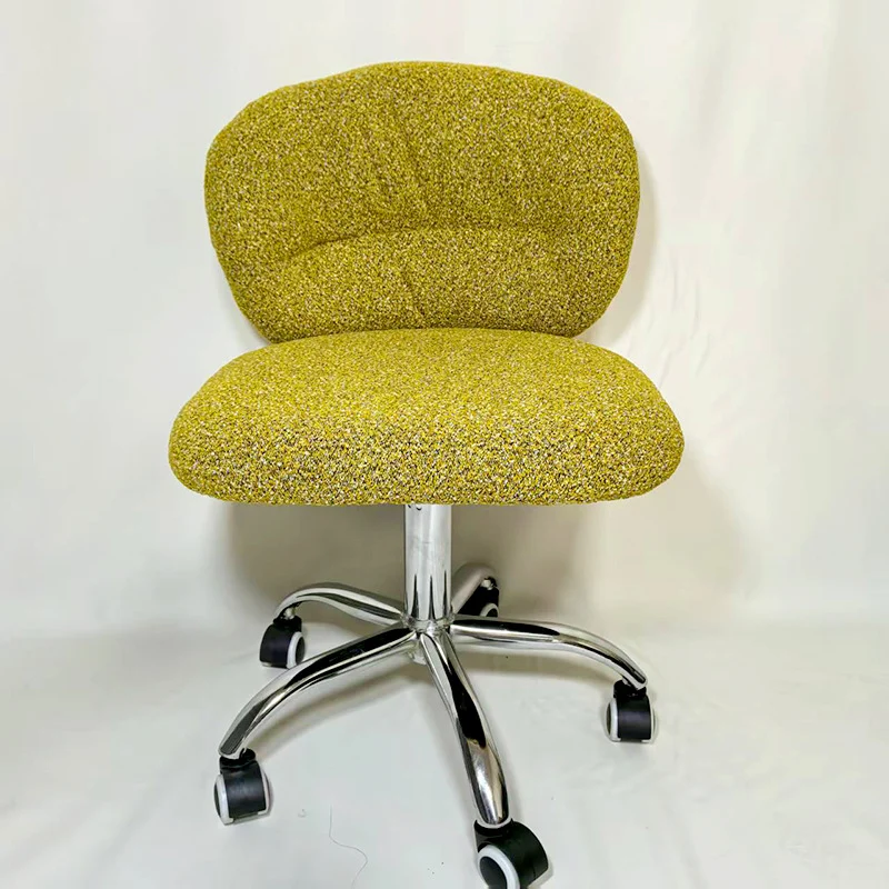 Modern Minimalist Cotton Velvet Plywood Carbon Steel Rounded Desk Chair With Backrest For Home Office
