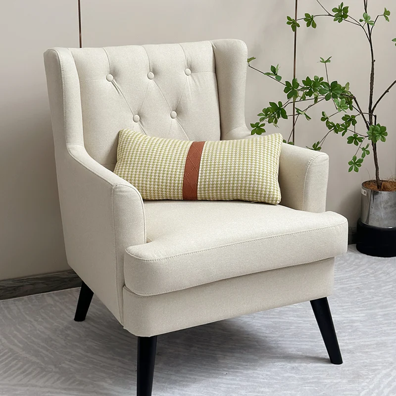 Contemporary Scandinavian Rectangular Solid Wood Velvet Sponge Accent Chair Backrest Armrest For Living Room