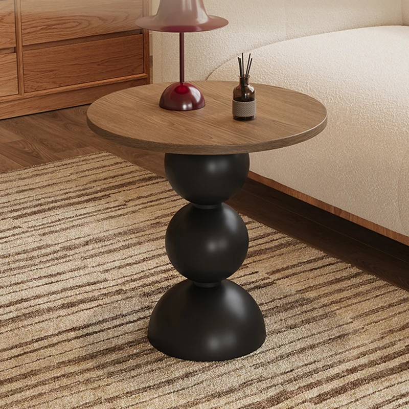 Contemporary Retro Plywood Carbon Steel Round End Table 1-Tier For Living Room