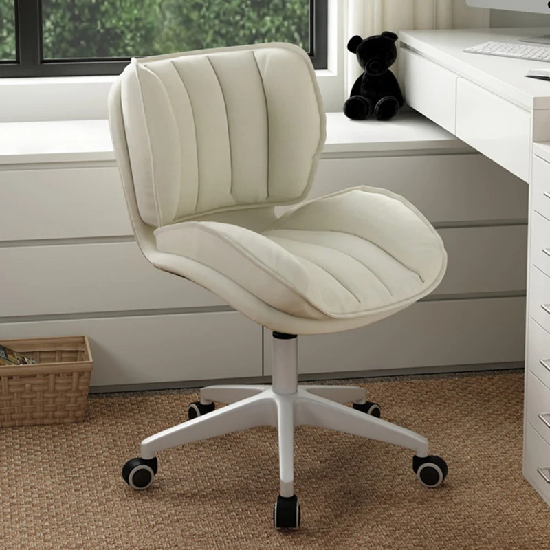 Modern Minimalist Square-Striped Iron Faux Leather Foam Desk Chair Adjustable Removable Backrest Armless For Home Office