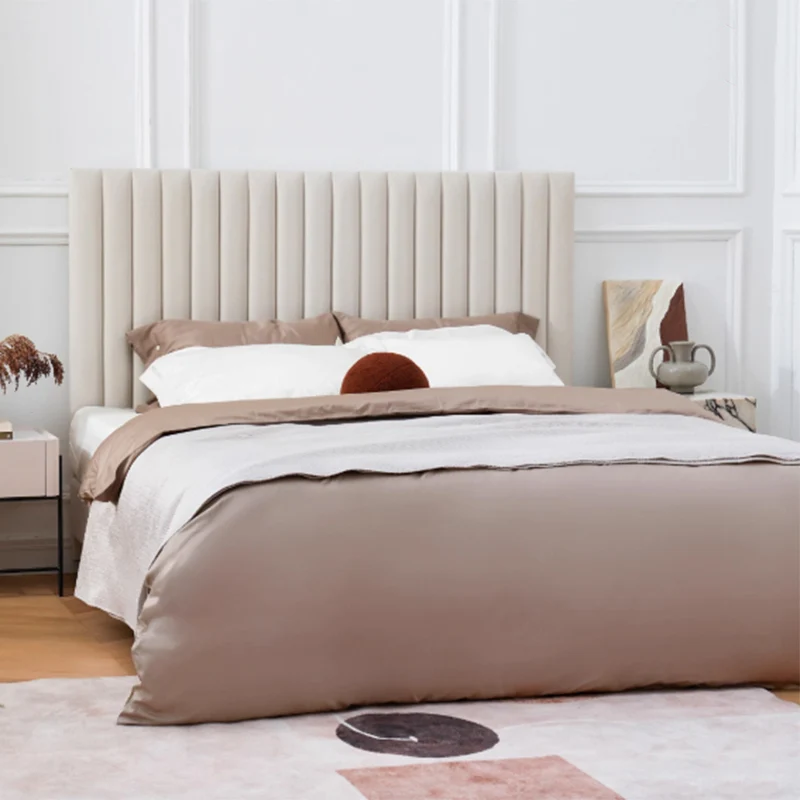 White Vertical Channel Tufted Headboard Bed Frame - French-Style Soft Upholstery & Clean Edge Bed For Your Bedroom