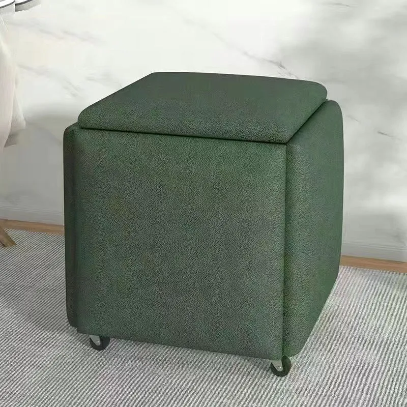 Contemporary Scandinavian Synthetic Fabric Sponge Metal Square Five-In-One Combination Low Stool Armless For Living Room