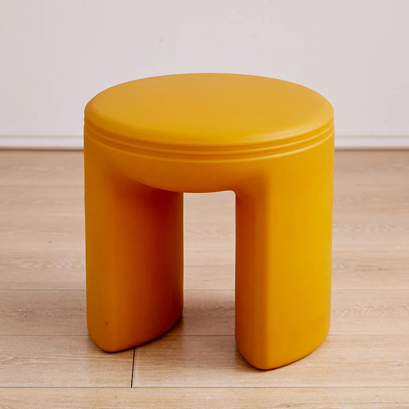 Modern Minimalist PE Round Low Stool Armless For Living Room