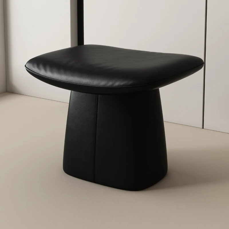 Contemporary Nordic Rectangular Plywood Cat Scratching Leather Sponge Vanity Stool Backless Armless For Bedroom
