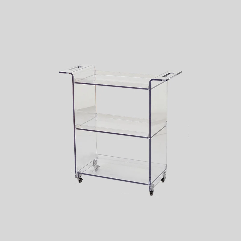 Contemporary Scandinavian PC Mobile Rectangular End Table 3-Tier For Living Room