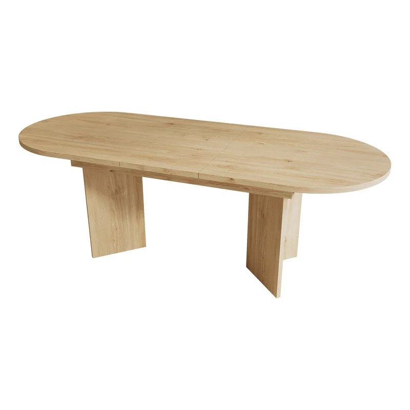 Table à manger extensible effet chêne ovale 4 à 6 personnes coins arrondis 120/160x80cm ADJUSTMARBLELINE