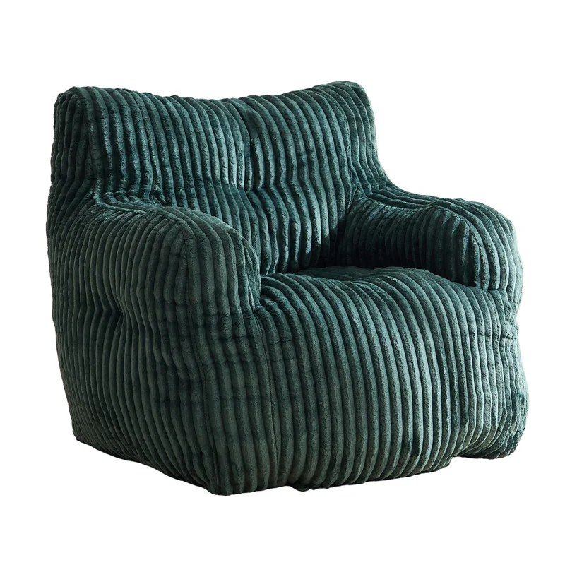 Fautueil poire pouf géant en velours côtelé vert sapin mousse mémoire 100x94x70 cm MAGNESIUMMIST