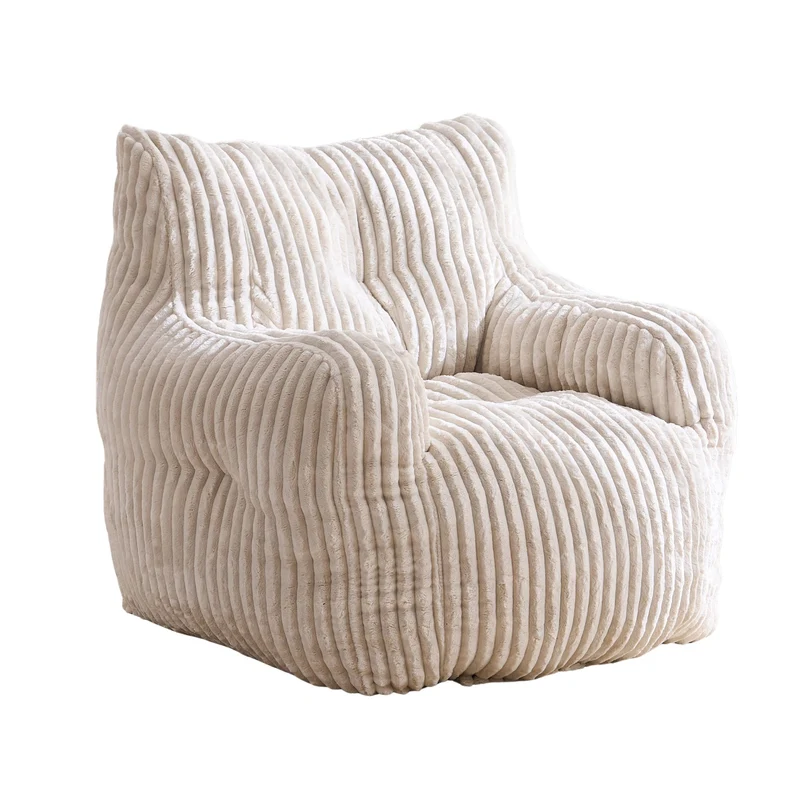 Fautueil poire pouf géant en velours côtelé beige mousse mémoire 100x94x70 cm ALUMINUMARIA