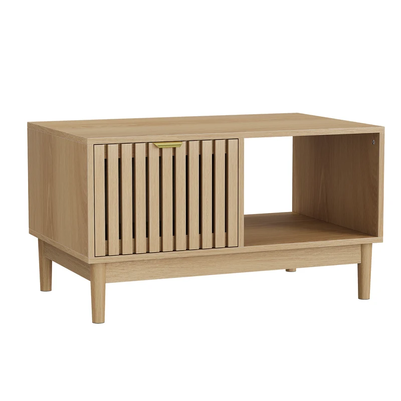 Table basse effet chêne avec tiroir 80cm ADJUSTVASE