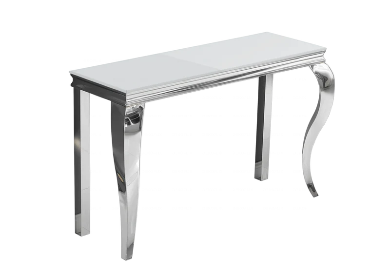Console d'entrée design verre blanc argent - Neo