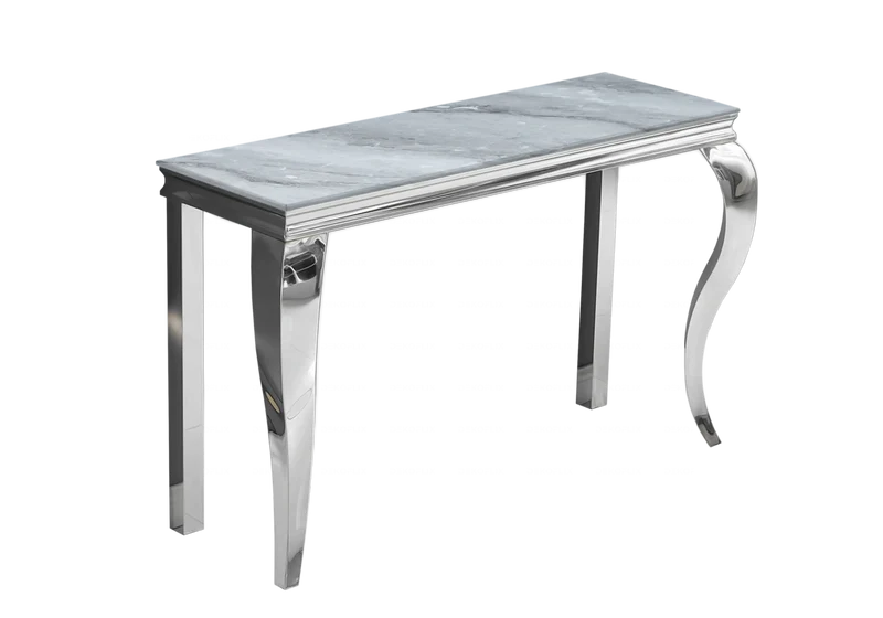 Console d'entrée design marbre gris argent - Neo