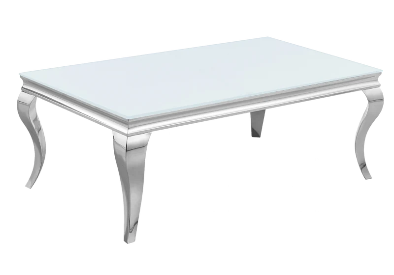 Table basse rectangulaire verre blanc argent - Neo