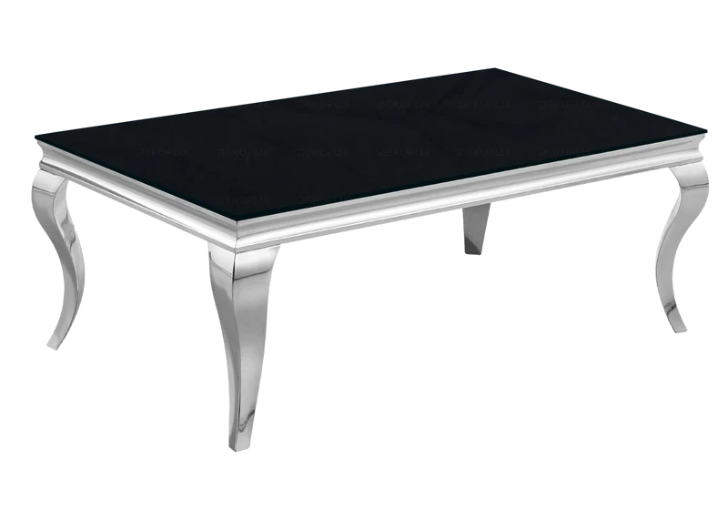 Table basse rectangulaire verre noir argent - Neo