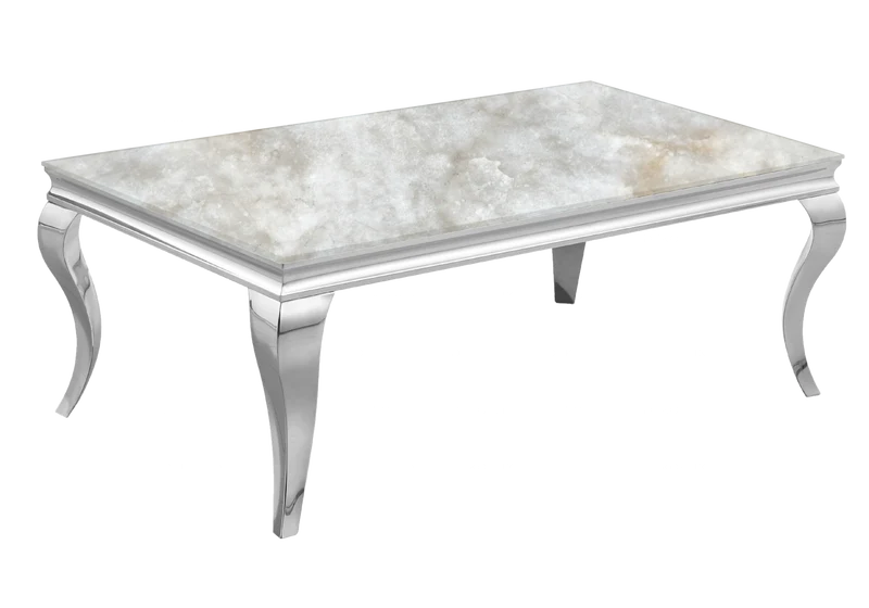 Table basse rectangulaire marbre beige argent - Neo