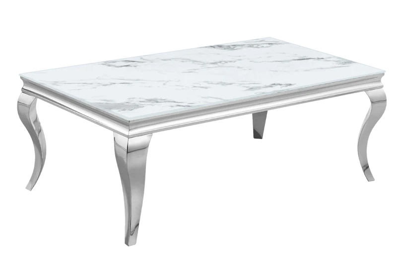 Table basse rectangulaire marbre blanc argent - Neo