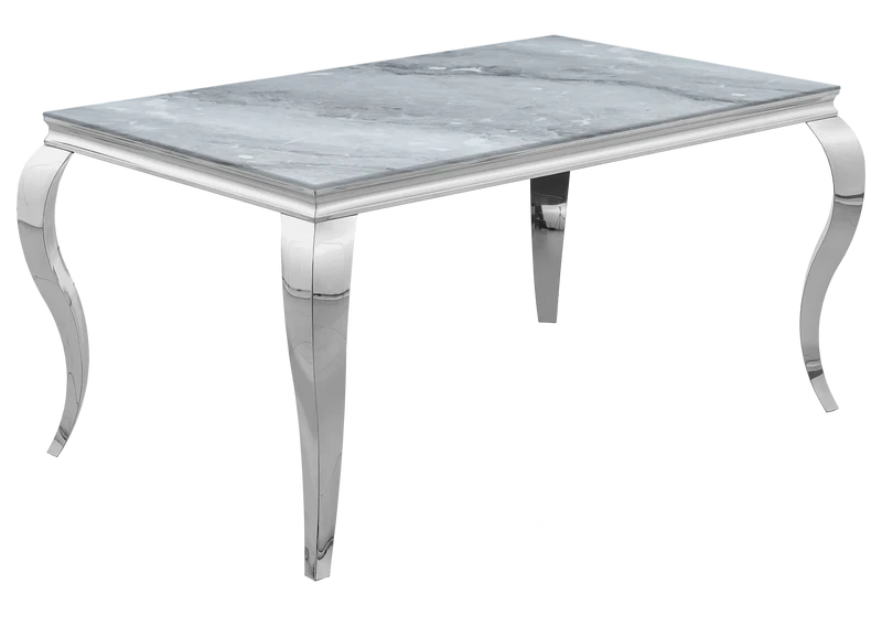 Table à manger rectangulaire marbre gris argent - Neo