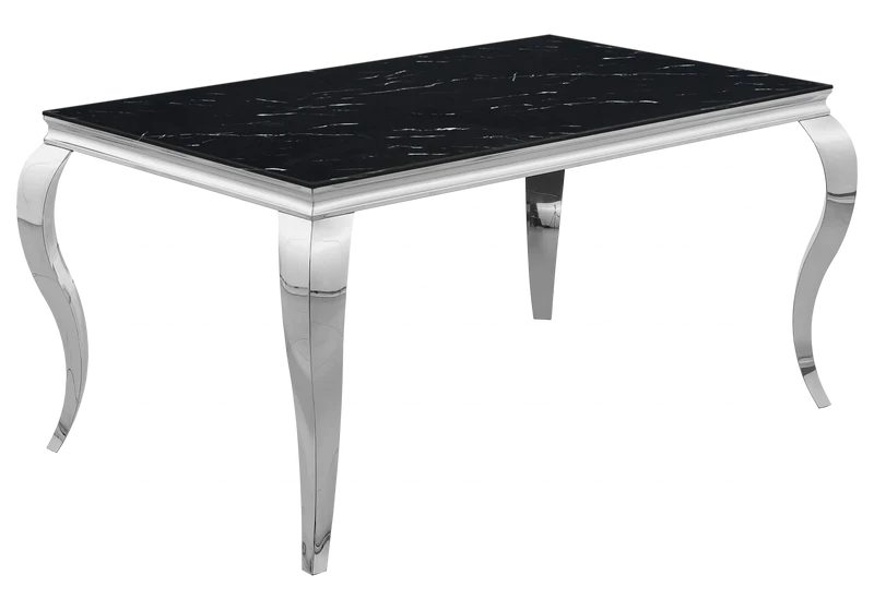 Table à manger rectangulaire marbre noir argent - Neo