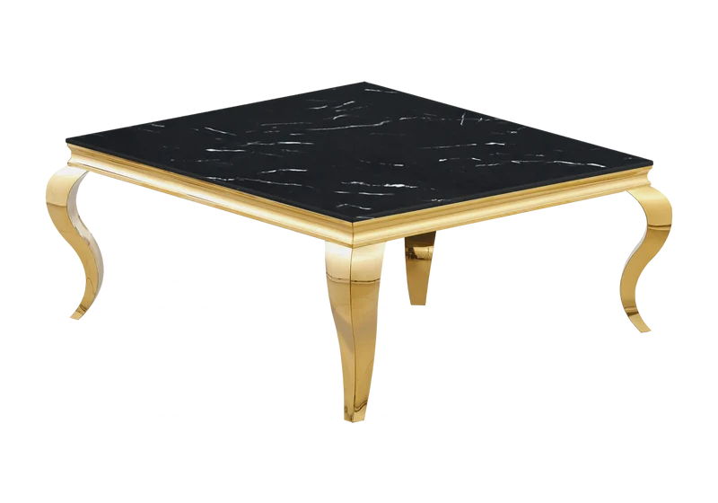 Table basse carrée marbre noir doré - Neo