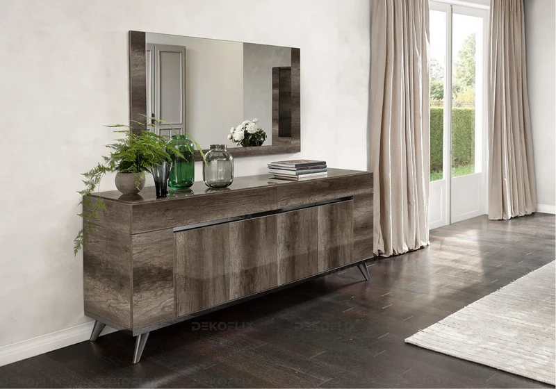 Buffet 3 ou 4 portes bois chêne laqué design - Medea