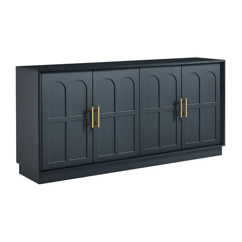 Grand buffet d'apparat noir aux arches sculptées détails dorés XXL VERTEXVORNATHOR