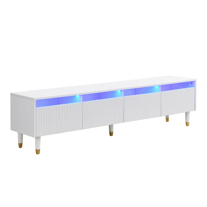 Meuble TV blanc design ondulé 178 cm MDF & acrylique 4 tiroirs ARMOIREEDGE