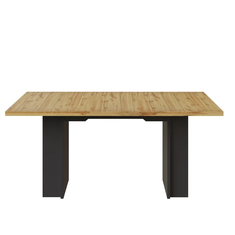 Table extensible effet bois naturel avec étagères 120-160x80cm CASCADEVERTEXX