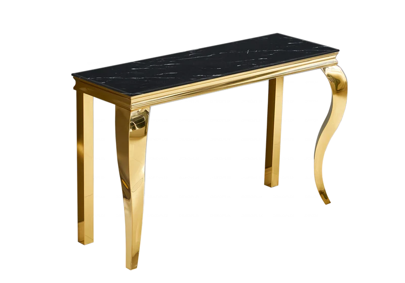 Console d'entrée design marbre noir or - Neo