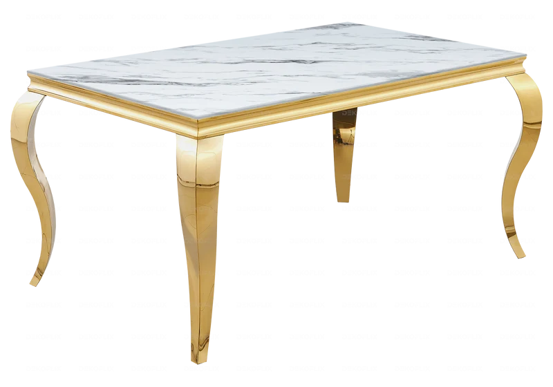 Table à manger rectangulaire marbre blanc or - Neo