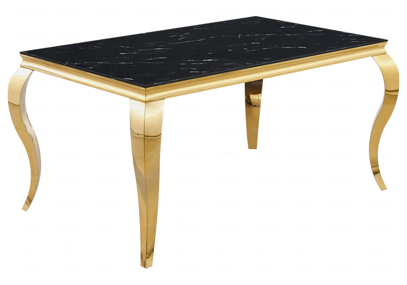 Table à manger rectangulaire marbre noir or - Neo