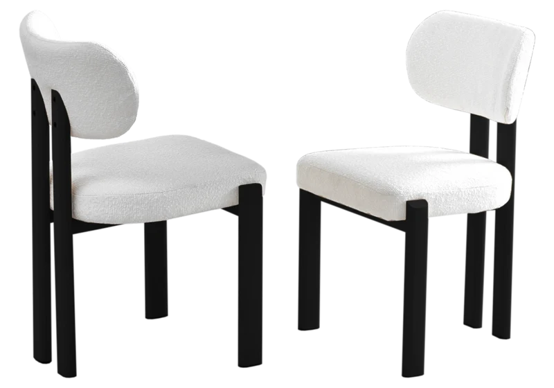 Chaise salle à manger bouclée et noir - Inaya x4