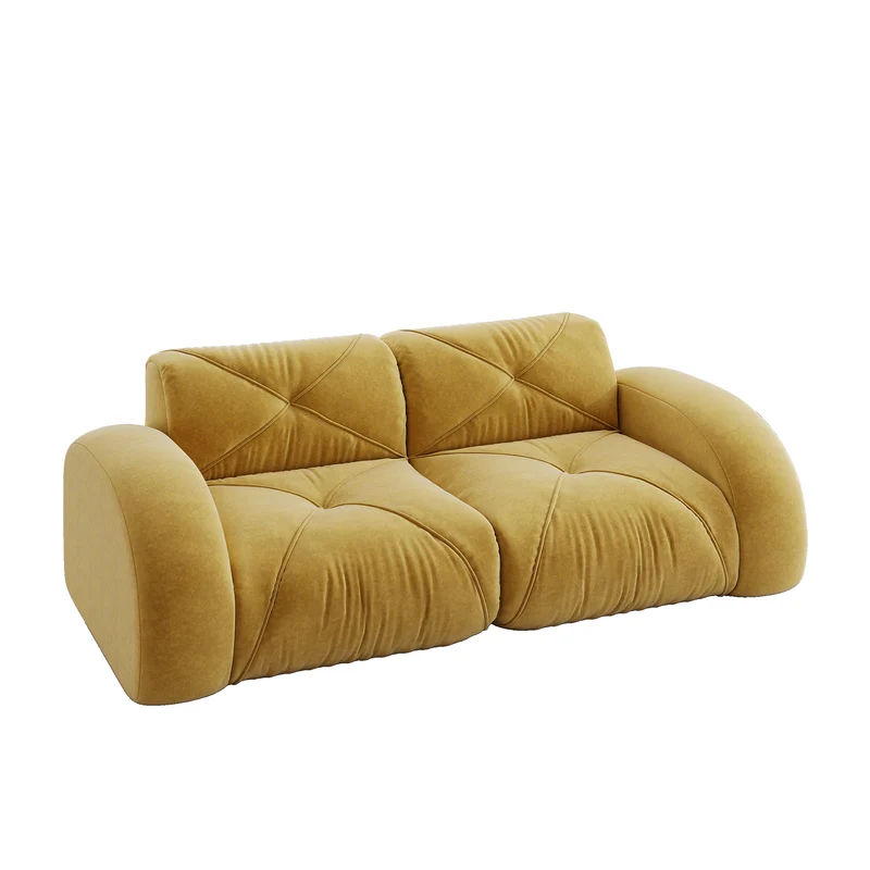 Canapé 2 places tissu chenille jaune moutard design articulé sans montage MOMENTUMRIFTXX