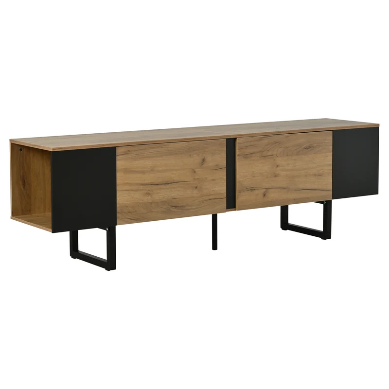 Meuble TV effet bois nature industriel 180x40x55 cm INFINITECASCDD