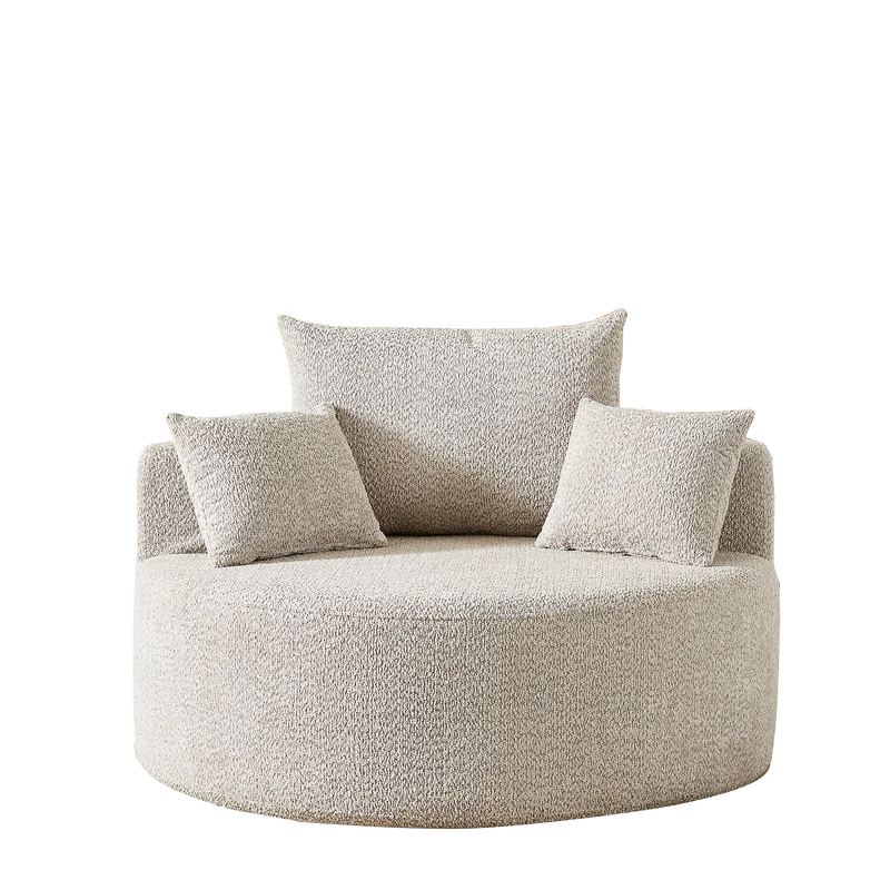 Fauteuil individuel en mousse chenille beige 2 coussins, sans montage VERTEXZORVAKYN