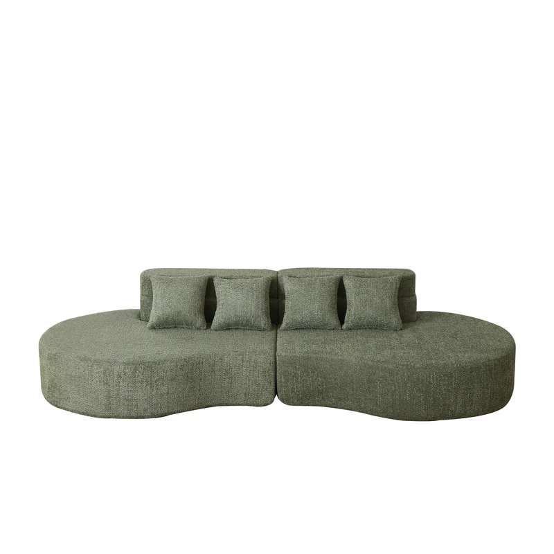 Canapé grande 4-5 places chenille vert, mousse mémoire sans cadre VERTEXKRYNNATHOR