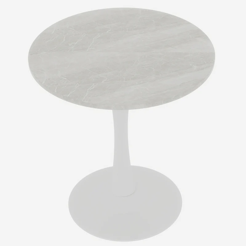 Table de salle à manger ronde effet marbre blanc 2-4 personnes, 70 cm VERTEXSYLTHYN