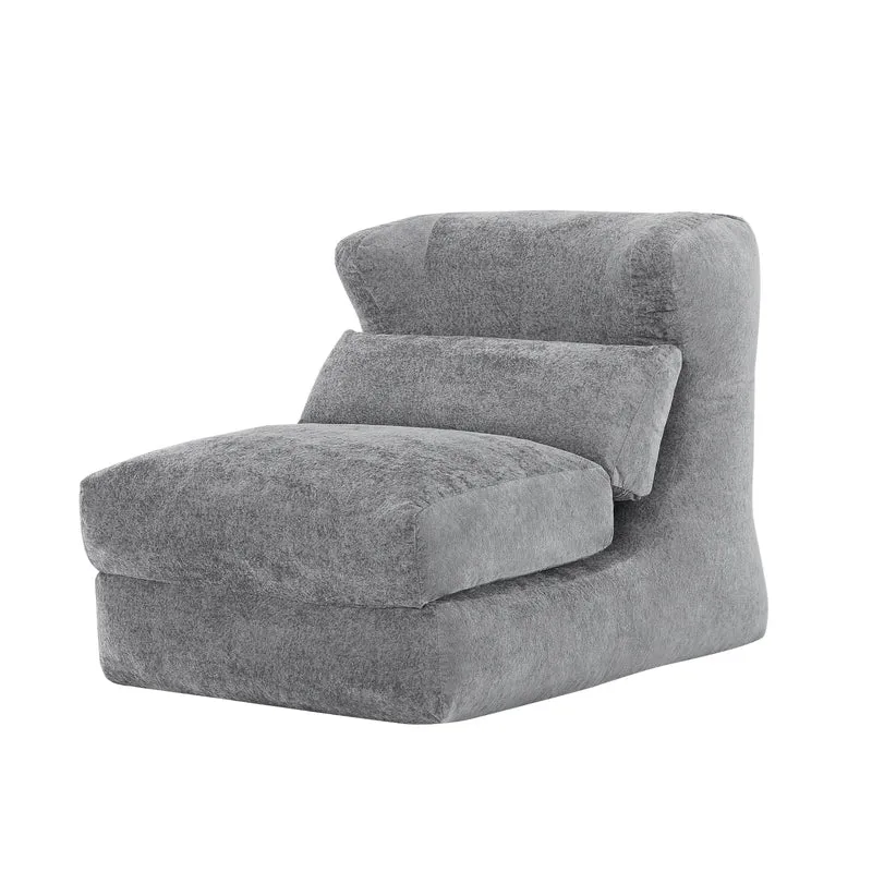 Fauteuil convertible en chenille gris 90x118x86cm NEXUSONYX