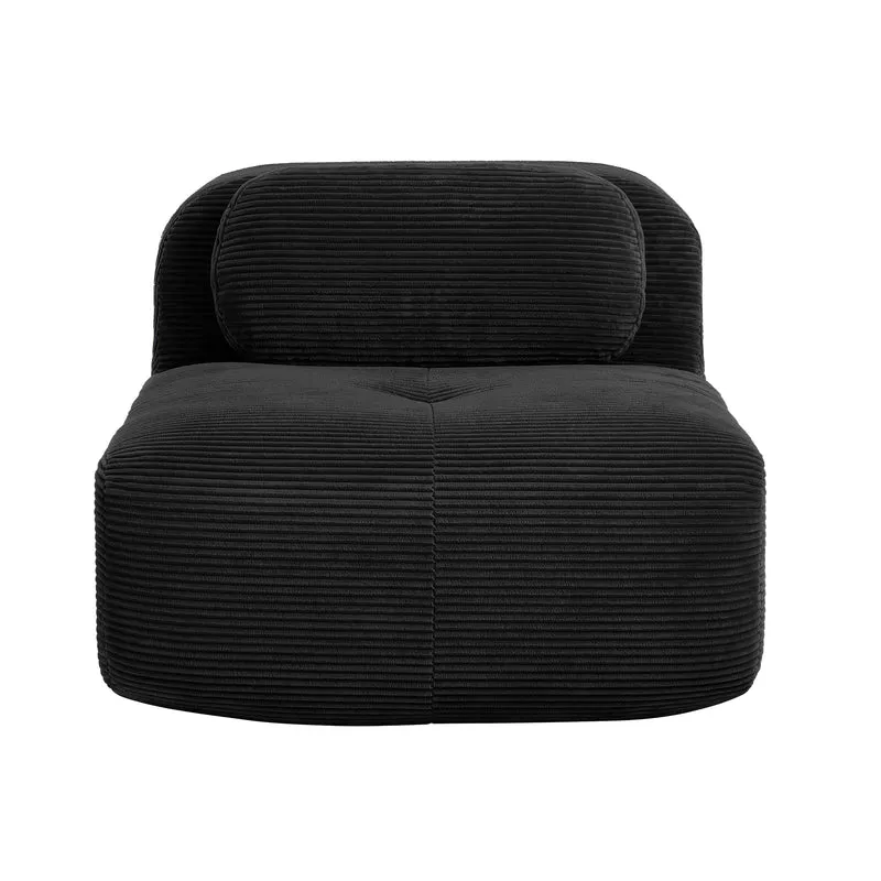 Canapé fauteuil modulable sans accoudoirs en velours côtelé noir 90x103cm NOVAAERO
