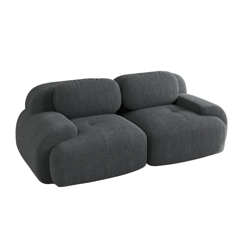 Canapé 2 places loveseat modulable en velours côtelé gris avec accoudoirs courbés, confort premium, sans montage NOVAMEK