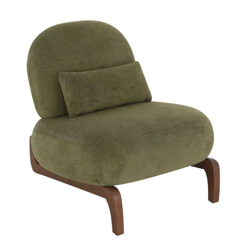 Fauteuil en velours vert olive, pieds en bois massif 86,9x72,1x69,9cm FLAREMEK