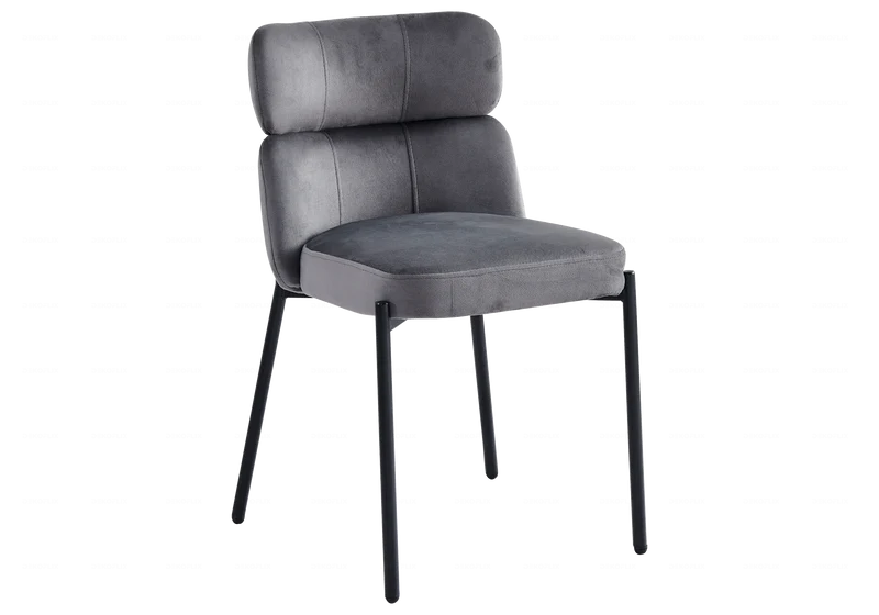 Chaises velours gris pieds noirs - Nora x4