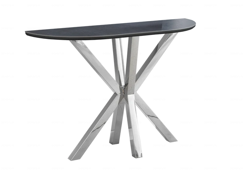 Console demi-lune céramique pierre argent - Otho