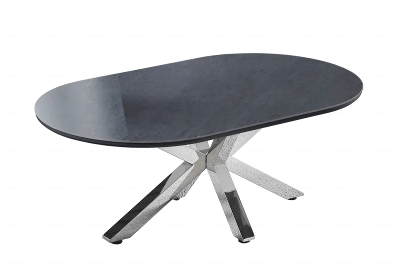 Table basse ovale céramique pierre argent - Otho