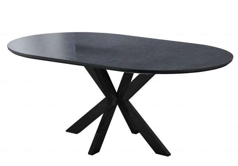 Table à manger ovale céramique pierre noir - Otho