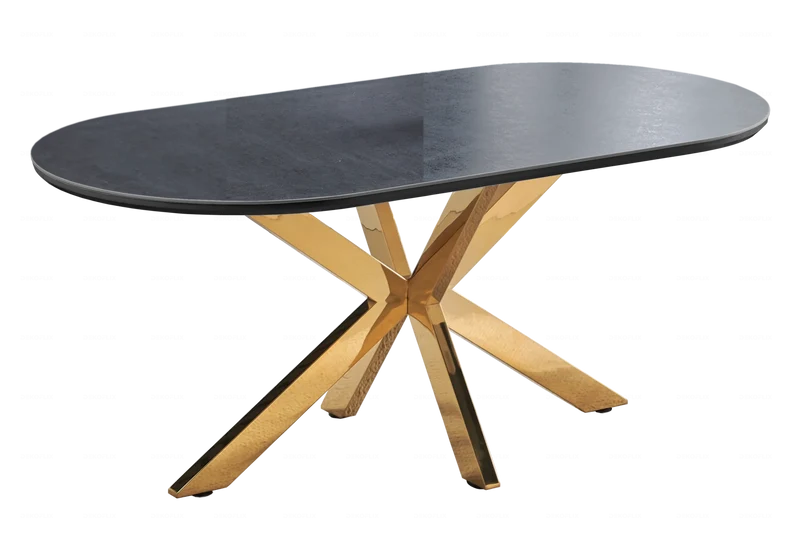 Table à manger ovale céramique pierre doré - Otho